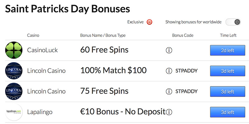 Where to find good St. Patrick's Day casino bonuses